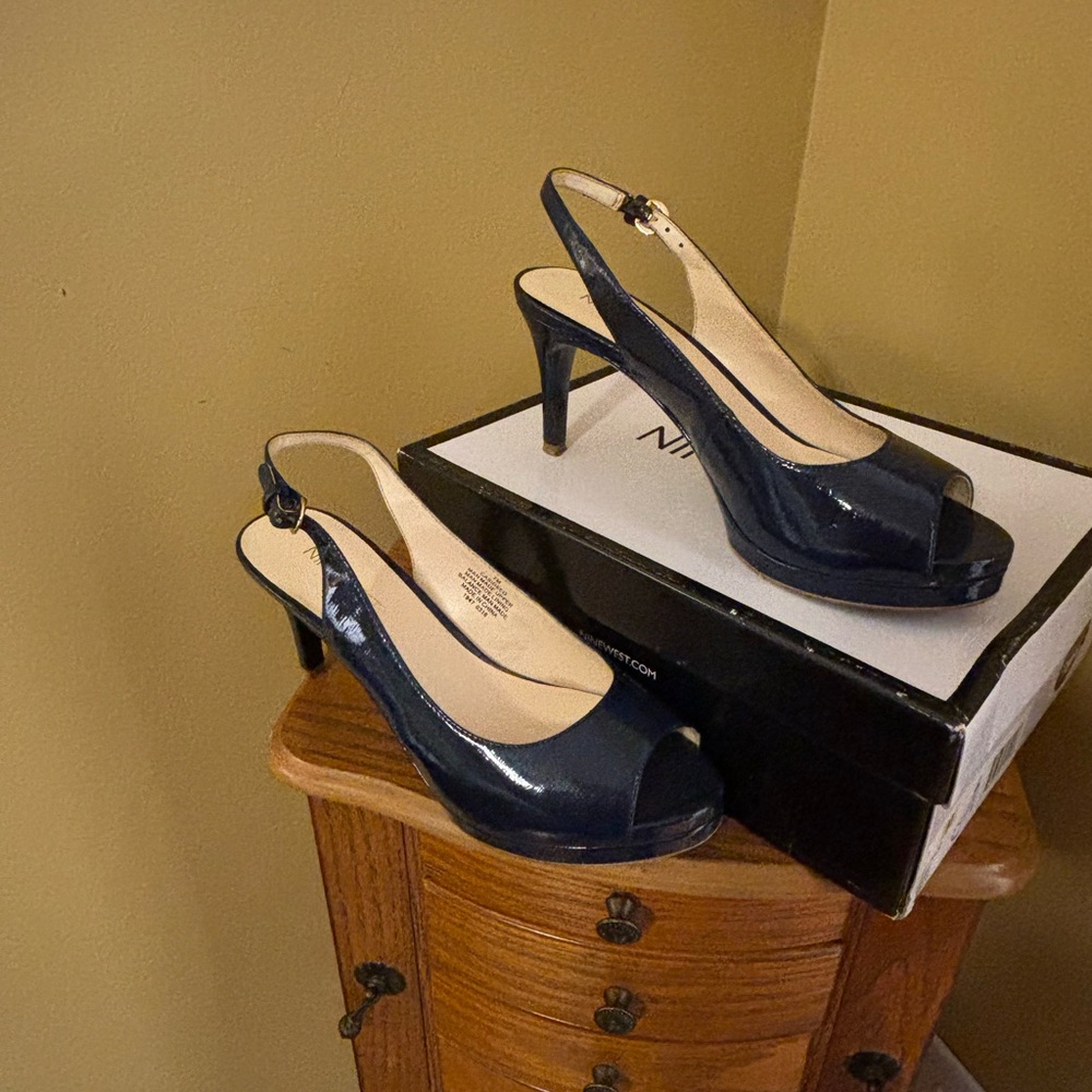 Nine West Navy Slingback Heels